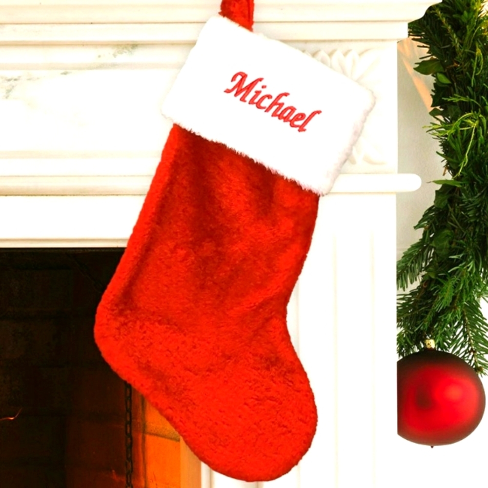 custom will ship 24hrs, embroidered stocking